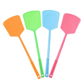 4 Pack Heavy Duty Fly Swatters, Extra Long 17.7in Plastic Bug Swatter with Non-Slip Handle – Indoor/Outdoor Manual Insect Tool, Durable & Reusable (Colorful)