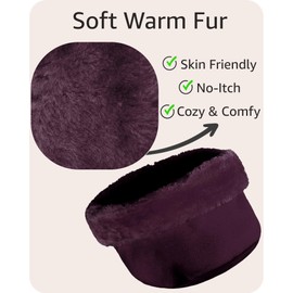 3 Pieces Set Matching Hat, Gloves and Scarf for Woman. Solid Colors - Plum