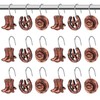 Beeveer 24 Pcs Western Shower Curtain Hooks Cowboy Retro Brown