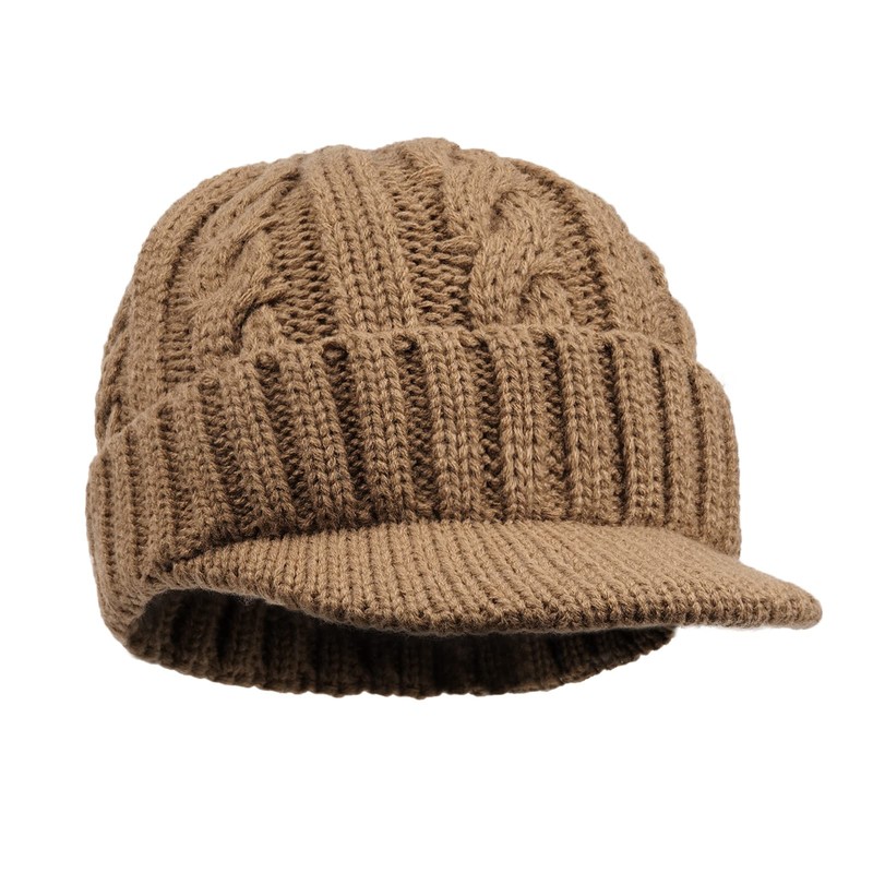 Clakllie Mens Beanie with Brim Skullcap Hat Knitted Thick Visor