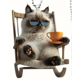 2PCS Rear View Car Mirror Hanging Accessories 2D Cute Sitting Cat Car Rearview Mirror Hanging Ornament Cat Charm Keychains Christmas Tree Hanging Ornament Keyring Backpack Decor for Women Girls H