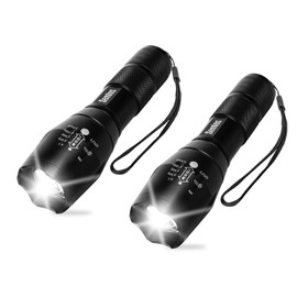 Semlos LED Flashlight, XML T6 Ultra Bright Handheld Flashlight, Pocket Flashlight High Lumens, 5 Modes, Zoomable, Waterproof Camping Light for Outdoor, Emergency (2 Pack)