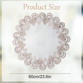 URROMA Round Lace Doily, 24 * 24in Vintage Table Cover with Lace Trim, Coffee Table Topper Tablecloth for Dining Room Kitchen Wedding Decor (60 * 60cm)