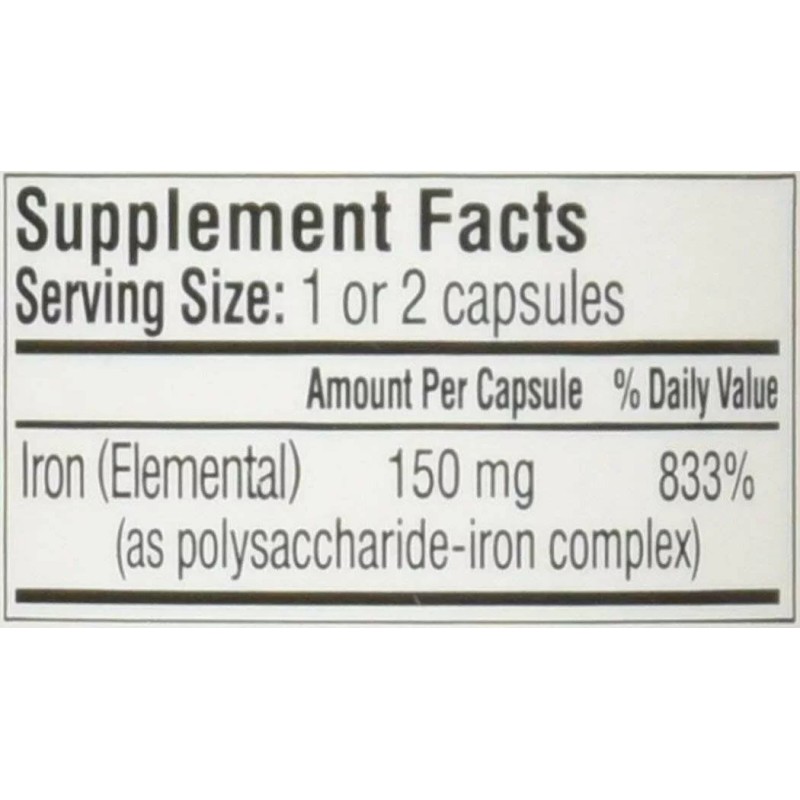 Nu Iron 150 Polysaccharide Iron Complex Supplement Capsules Blood Health