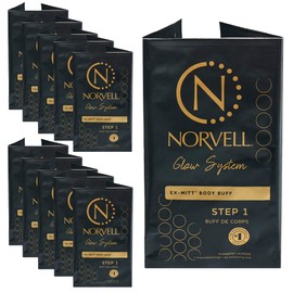 Norvell Pre Sunless Tan Body Buff eXmitt - Pack of 10 Disposable/Single-Use Exfoliating Mitt for use before Self Tanner