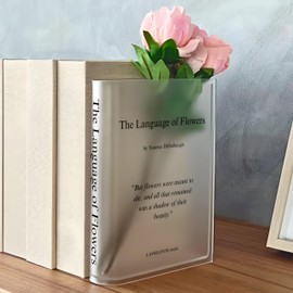 LAVIELENTE FASHION Acrylic Book Vases for Flower Unique Home Decor for Book and Flower Lovers for Events, Wedding, Birthdays and Housewarmings (Frosted-Black)