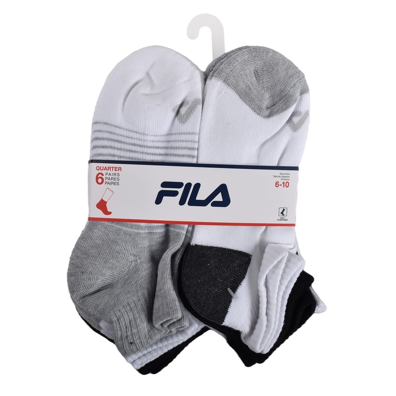 Fila womens Half Cushioned Quarter Socks, Multicolor, One Size US