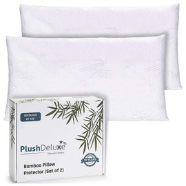 Premium Bamboo King Pillow Protector Covers - Waterproof, Allergy, Dust, Bed Bug, and Mite Proof Zippered Protectors - Pillowcase Zipper Cover Allergen Case Pack For Sleep Pillows - Set of 2