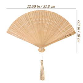 Ipetboom Bamboo Folding Fan - Women Vintage Handheld Portable Fan Lightweight Summer Accessory for Weddings Dance Festivals Birthday Anniversary Stage Show Home Decor - 12.52x7.09in