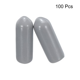 sourcing map 100pcs Rubber End Caps 5mm(3/16") ID Vinyl PVC Round Tube Bolt Cap Cover Screw Thread Protectors Grey