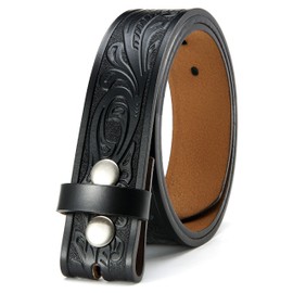 Ssumday Western Cowboy Black Style Belts for Men Women Female Girl Ladies Cowgirl Belt Jeans Pants without Buckle(NZYHBK-XL)