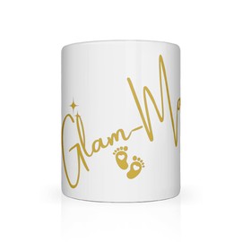GlamMa Ceramic Tea, Coffee Cup, Gift for Grandma, Grand Mother, White/Gold, 11oz