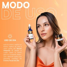 MIST JEWEL Pack Facial con serum Vitamina C  E  Ácido hialurónico y Crema de Día fotoprotectora FPS 30 Ácido Ferúlico y Vit C 50g  Paquete Skincare...