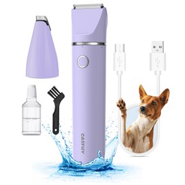 Casfuy Cordless Dog Paw Trimmer - Low Noise Small Dog Clippers with Double Blades USB Rechargeable Grooming Clipper for Dogs Cats and Small Pets for Trimming Hair Around Paws, Eyes, Ears, Face, Rump