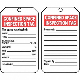 Tag: Forklift, 3 1/4 in Wd, 5 3/4 in Ht, White, Rectangle, Cardstock, Indoor/Outdoor, English, 25 PK