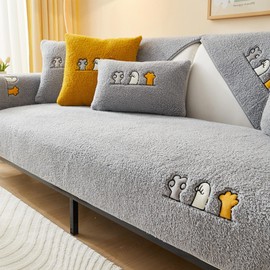 Bobomon Sherpa Fleece Sofa Couch Cover Non Slip Soft Warm Plush Corner Sectional Sofa Slipcover Fuzzy Faux Fur Covers for Dogs Pets Kids