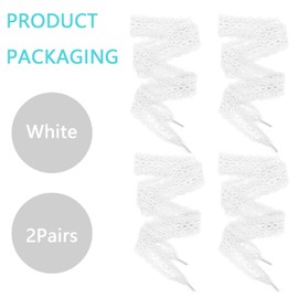 UamGlsob 2 Pairs Lace Shoelaces for Samba Fashion Shoes, 3CM Wide Flat Soft Fancy Shoe Laces for Women Girls Sport Walking (White,54"/140cm)