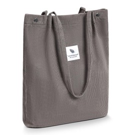 iophi Women's Large Shoulder Bag, Corduroy Bag, Tote Bag, Handbag, Casual Fabric Bag for Everyday, Office, School Trip, Shopping - Ultralight Shoulder Bag, Shopping Bag, gray