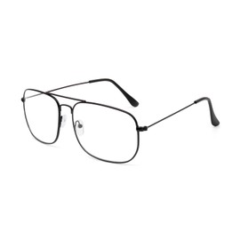 Kelens Glasses Without Prescription for Men Women Metal Frame Clear Lens Nerd Glasses Retro Square Fake Glasses Decorative Glasses, black