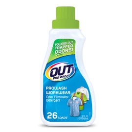 OUT ProWash Workwear Stain Remover Laundry Detergent and Odor Eliminator, Great for Work Clothes, Uniforms, Active Wear, and More, Made in the USA, 22 Ounce Bottle