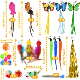 Pack of 19 Cat Toys Interactive for Indoor Cats Kittens Cat Feather Toy Pet Teaser Wall for Indoor Cats Intelligence Toy Adult to Keep Cat from Always Boring