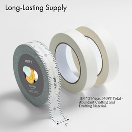 ARTIFY Artist Tape, 1in *3 Pack Inclued 2 White Tape & 1 Design Masking Tape for Watercolor Painting Drafting Canvas Framing and All Paper Media, 540FT Long Total