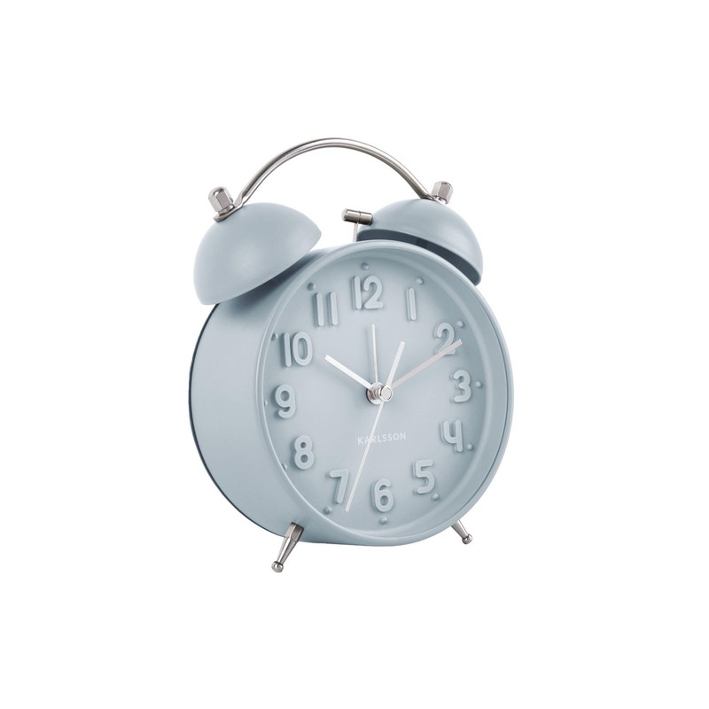 Karlsson KA5784LB Iconic Retro Silent Metal Alarm Clock, Light Blue,