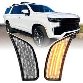 USR 21-24 GMT1YC SUV Side Marker Light – Front Parking Lamps (Left + Right) Pair - Compatible with 2021-2024 Chevy Suburban, Tahoe All Models/GMC Yukon/Escalade (CLEAR LENS with AMBER LED)