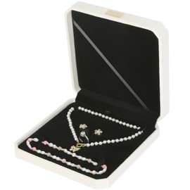 LETURE Large Jewelry Set Gift Box, Velvet Octagonal Necklace Ring Earring Pearl Storage Holder Boxes for Wedding Anniversary,Big Pendant Necklaces Organizer Display Case for Women Girl (Apricot)