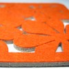 Square Floral Cutwork Reversible Felt Coasters, Set of 4 (Orange)
