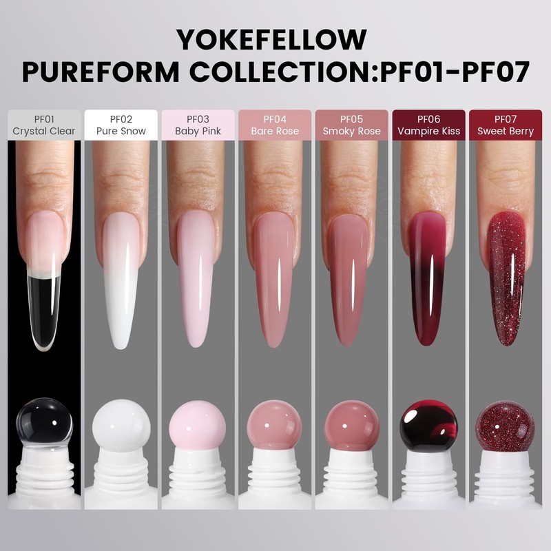 YOKEFELLOW Pureform Poly Nail Gel 50g, HEMA & TPO Free,Milky