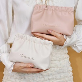 COENVYLIV 2PCS Makeup Bag for Purse Portable Cosmetic Bags for Women Waterproof Travel Kit Storage Coin Lipstick Cosmetic Accessories Organizer Pouch,Pink