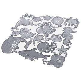 Uniquer Sea Animals Shape Metal Die Cuts,DIY Craft Dies Cut Stencils for Card Making, Scrapbooking 16.5x16cm