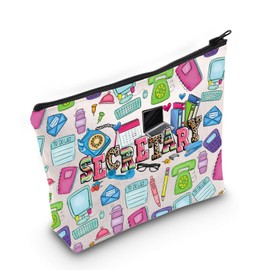 LEVLO Secretary Cosmetic Makeup Bag Secretary Appreciation Gift Secretary Retirement Zipper Pouch Bag Secretary Definition Merchandise Secretary Bag