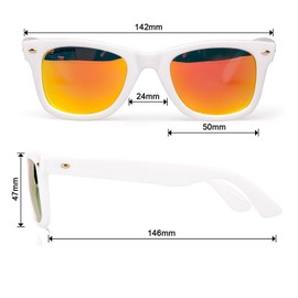 COLOSSEIN Womens Retro Classic Sunglasses, UV400 Lens Rivet Trim Square Frame Eyewear(Yellow Lens/White Frame)