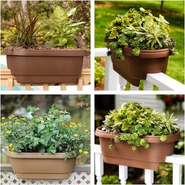 Bloem Deck Rail Planter, Balcony, Deck Balcony Rail Planter 24" Chocolate Brown 2-Pack