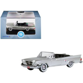 Oxford Diecast 1/87 (HO) Scale Diecast Model Car DCD 1961 Chrysler 300G Convertible in Sheffield Silver Metallic by Oxf