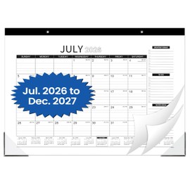 2026-2027 Desk Calendar - Desk Calendar 2026-2027, July 2026 - December 2027, 18 Monthly Desk Pad/Wall Calendar, 2-in-1 Desktop Calendar, 17" x 12", Thick Paper, Corner Protectors