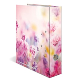 HERMA Folder A4 Pink Flowers, 7 cm Wide, Children's Ring Binder with Plants Motif, Colourful Lever Arch File with Inner Print for Boys and Girls