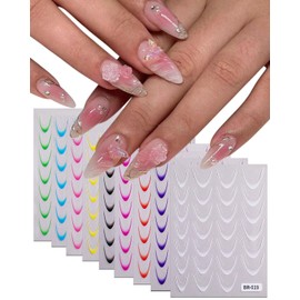 BPTRKOM 9 Blätter Selbstklebende Nagelsticker - french nails schablone Selbstklebend French Nails Nagelaufkleber Gradient French Tip Nail Sticker Nail Aufkleber für Nägel,Nagelzubehör für Maniküre