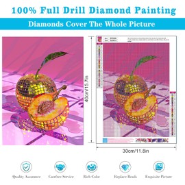 RYMILIE Yellow Peach Diamond Painting Kits for Adults - 5D Diamond Art Kits for Beginner,Disco Ball DIY Full Drill Diamond Dots Crystal Craft Kits for Home Wall Decor Gifts 12x16in
