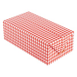 Restaurantware Bio Tek 71 Ounce To Go Boxes, 100 Rectangle Take Out Food Containers - Fast Top Closure, Disposable, Red Houndstooth Paper Carry Out Containers, For Burgers Or Fried Chicken