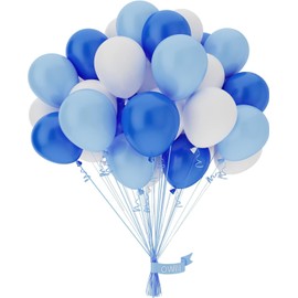 OWill Blue and White Balloons,50 pcs 10 Inch Blue and White Balloons, Blue and White Balloons Latex Balloons for Wedding, Birthday,Party Decorations