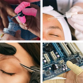 200 Pcs Finger Cots, Disposable Finger Protectors, Latex Anti-Static Finger Tip Rubber Protect Keeping Dressing Dry and Clean (200 Pcs, Black)