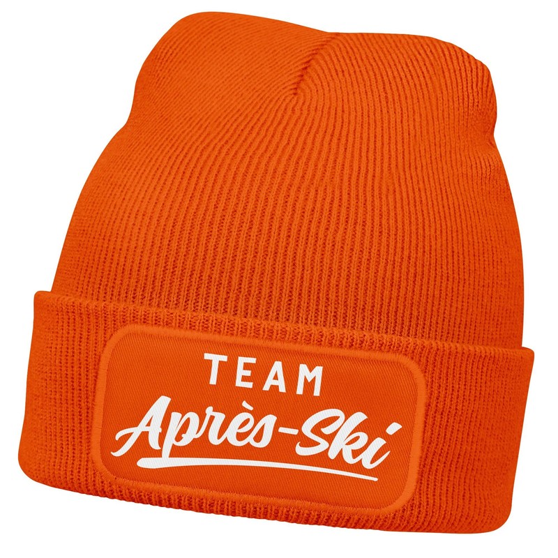 MoonWorks® Men's Beanie with Patch Knitted Hat with Saying Skiing