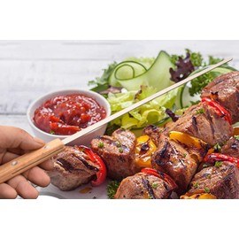 22-Inch Large Metal Barbecue Skewers,HONSHEN Heavy Stainless Steel 3/8 Inch Wide Blade with Hardwood Handle Long Flat BBQ Skewers for Grilling Meat,Chicken,Shrimp,Vegetables-Set of 12 (22 INCH)