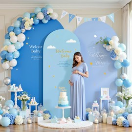 Gradient Blue Arch Backdrop Cover 8FT 7.2FT 6.6FT Arch Covers Stretchy Backdrop Set of 3, Party Arch Cover Spandex Fitted Under The Sea Fabric Arch Covers for Baby Shower Birthday Wedding Decoration