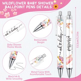 Wxiben Butterfly Baby Shower Ballpoint Pens 36PCS Pink Butterfly Themed Ballpoint Pens and 36PCS Greeting Bookmarks Baby Shower Favors for Guest Baby Shower Games Girls Party Prizes Return Gifts