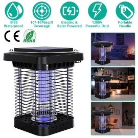 iMountek Solar Powered Electric Bug Zapper Indoor Mosquito Killer Lamp Trap Night Light