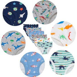 Slenily Boys Space Underwear Toddler Kids Dinosaurs Briefs Soft Cotton Rocket Panties (Pack of 6) Size 3T